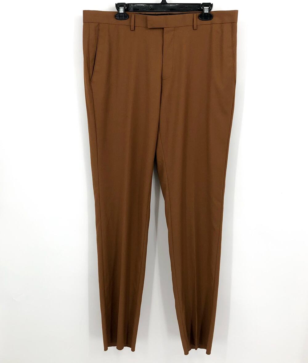 SOUL OF LONDON Men's Flat Front Stretch Dress Pants Size 37R Rusty Brown NWOT